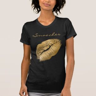 Camiseta Smooches Black and Gold Lipstick