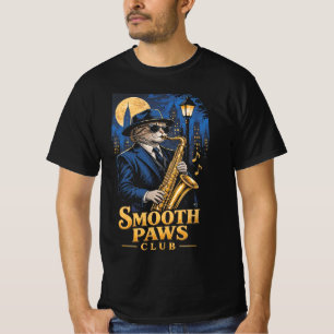 Camiseta Smooth Paws Club Divertido Gato de Jazz Saxofón Pl