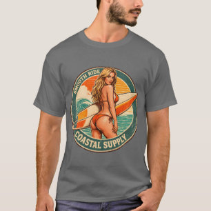 Camiseta Smooth Ride Coastal Supply   Gráfico de chica pin-