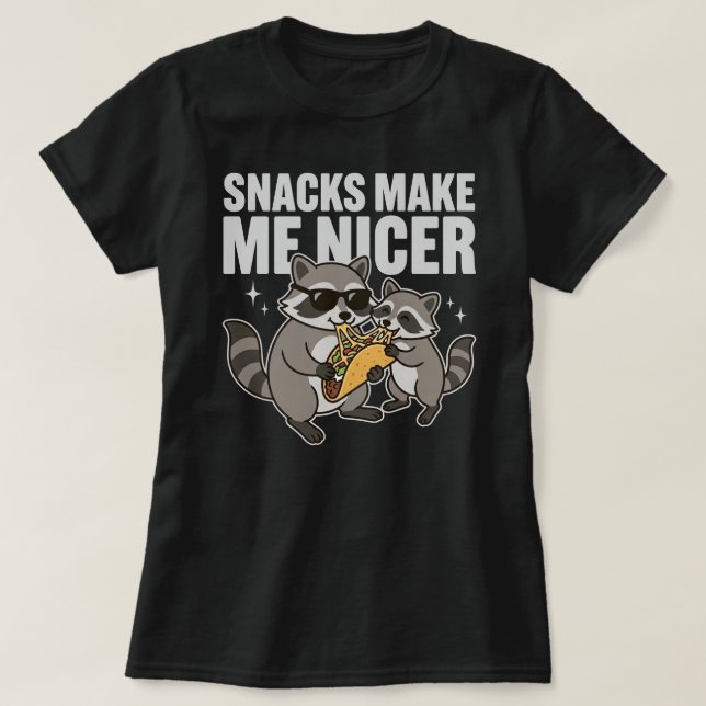 Camiseta Snacks Make Me Nicer Raccoon Taco (Diseño del anverso)