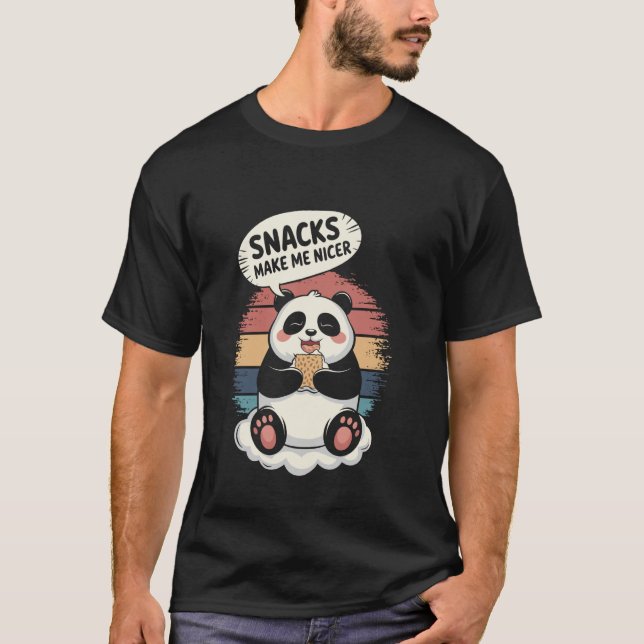Camiseta Snacks Me Hacen Más Amable, Panda Hambriento Meme  (Anverso)