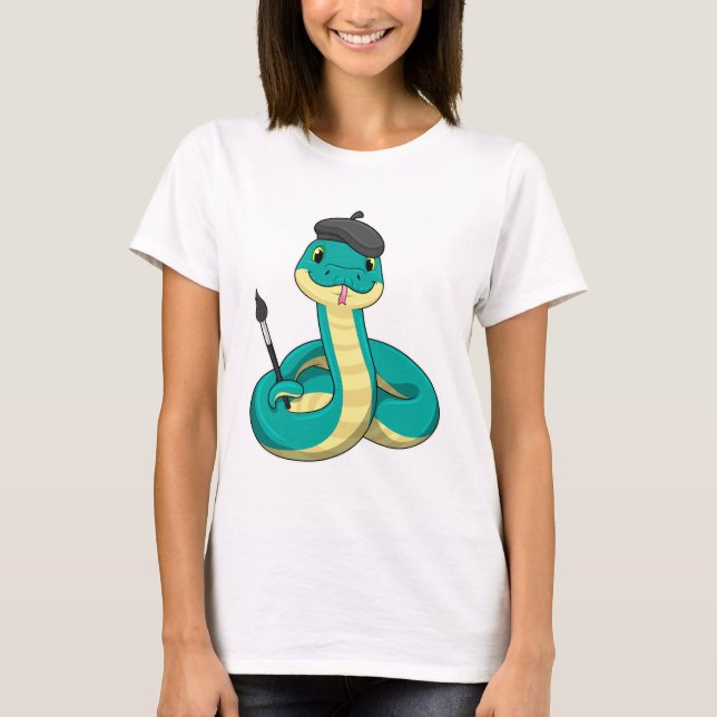 Camiseta Snake as Painter con pincel de pintura (Anverso)