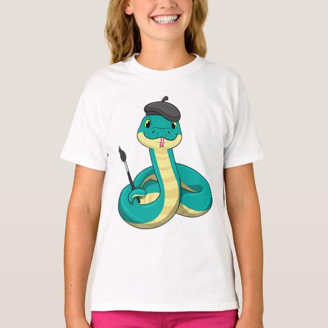 Camiseta Snake as Painter con pincel de pintura (Anverso)