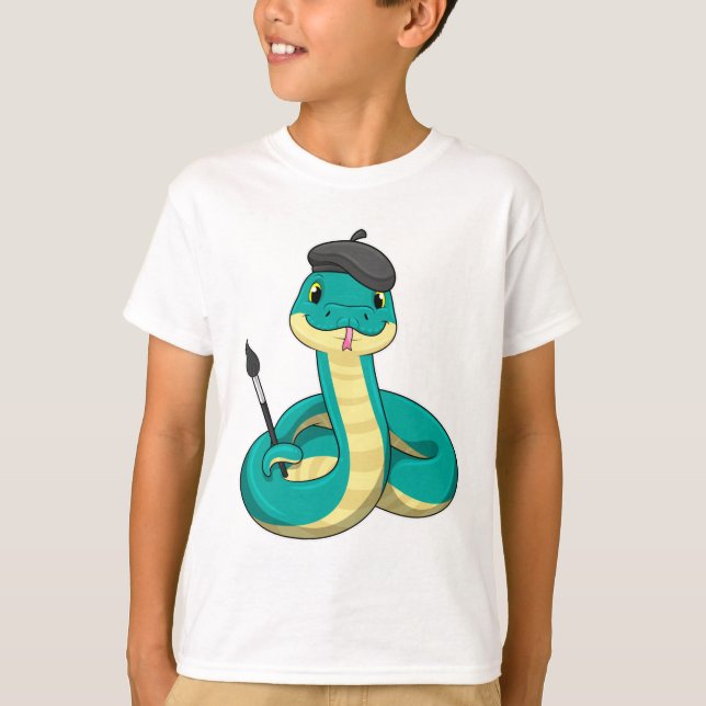 Camiseta Snake as Painter con pincel de pintura (Anverso)