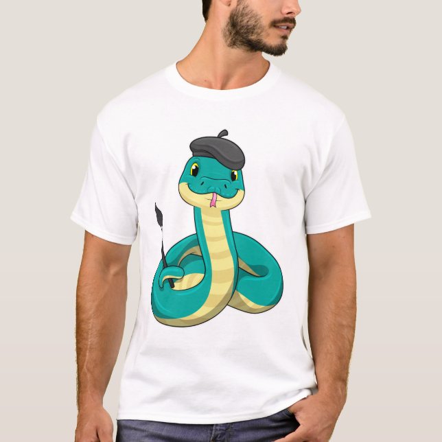 Camiseta Snake as Painter con pincel de pintura (Anverso)