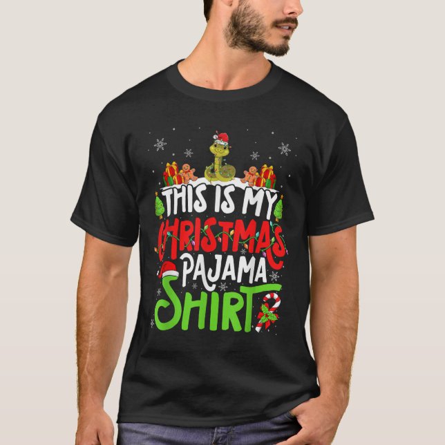 Camiseta Snake Christmas Pajama Shirt Snake Lover  (Anverso)