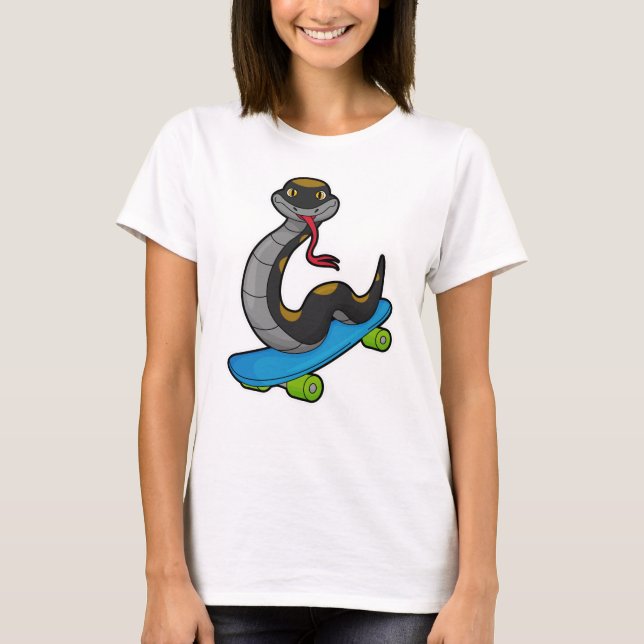 Camiseta Snake como patinador con patineta (Anverso)