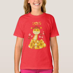 Camiseta Snake de oro con flores Año Nuevo lunar