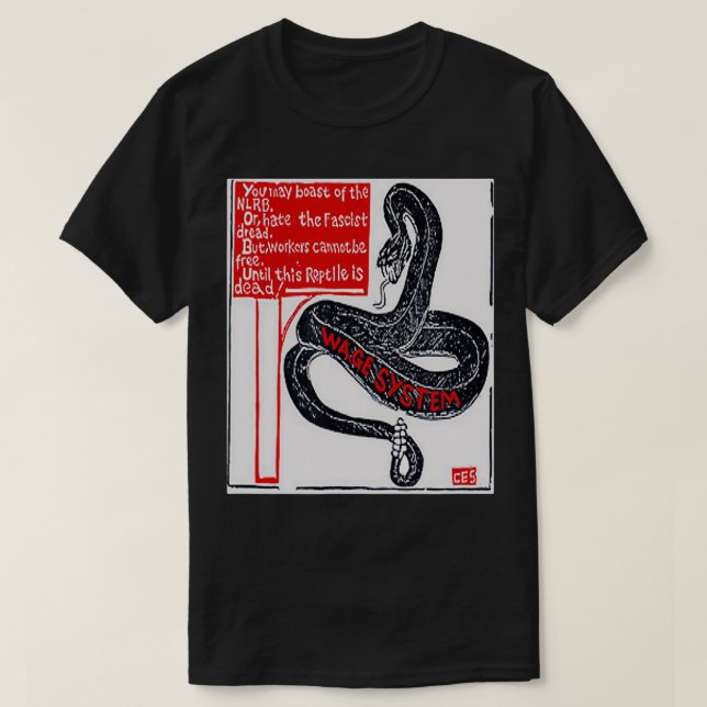 CAMISETA SNAKE DE SISTEMA SALARIAL IWW  (Diseño del anverso)