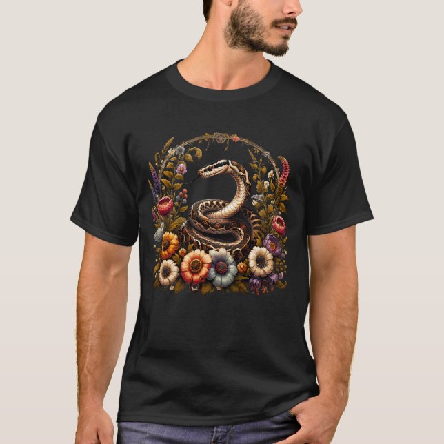 Camiseta Snake Estética Boho Floral Senderismo Botánico (Anverso)