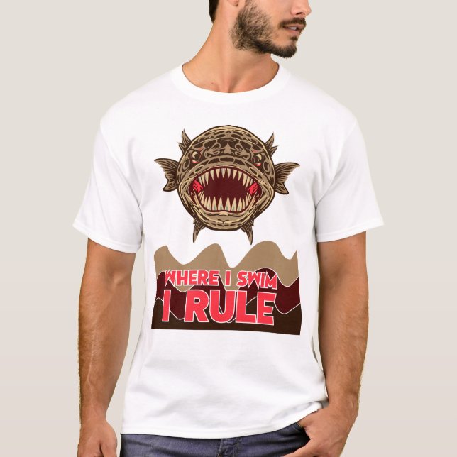 Camiseta Snake Head Fish Where I Swim I Rule (Anverso)