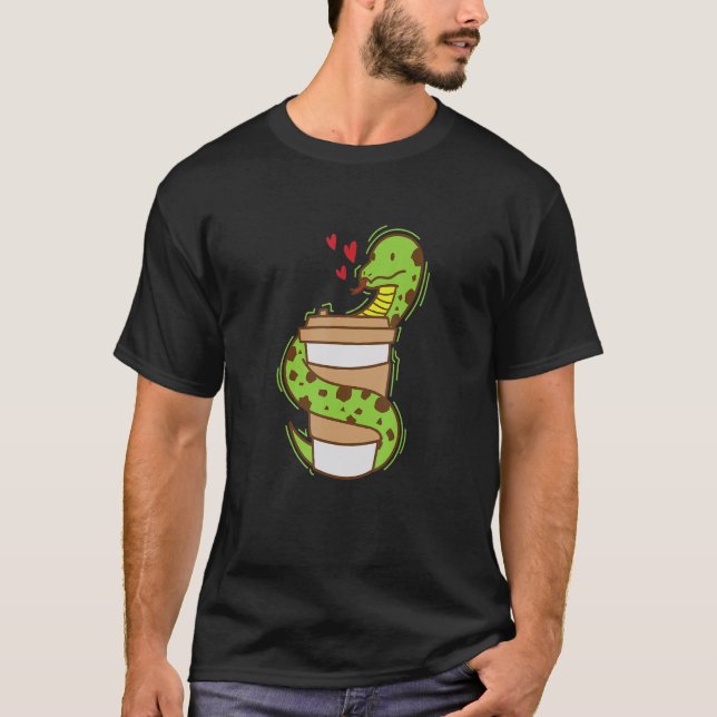 Camiseta Snake loves Coffee Reptile Animal Zoo (Anverso)