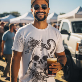 Camiseta Snake Skull Black/White Gráfica Style Mens