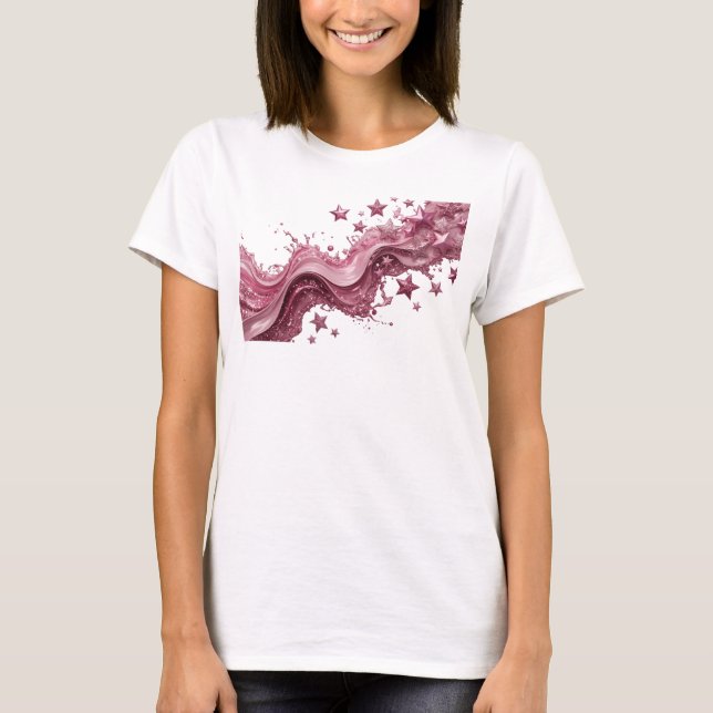 Camiseta Snappy Pink PINK STARS SPLASH (Anverso)