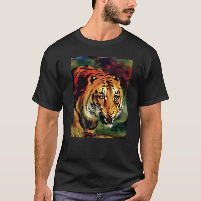 Camiseta Snarling Bengal Tiger Head Portrait (Anverso)