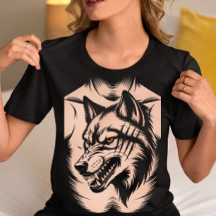 Camiseta Snarling Wolf Tattoo - Fierce Gráfico de Animales