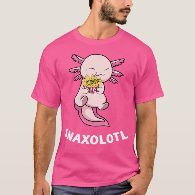 Camiseta Snaxoloton Snack Nacho Cute Axolotl rosa Salamande (Anverso)