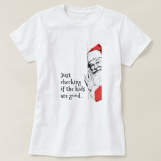 Camiseta Sneaky Santa está revisando a los niños