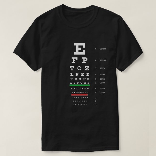Camiseta Snellen Eye Chart (Diseño del anverso)