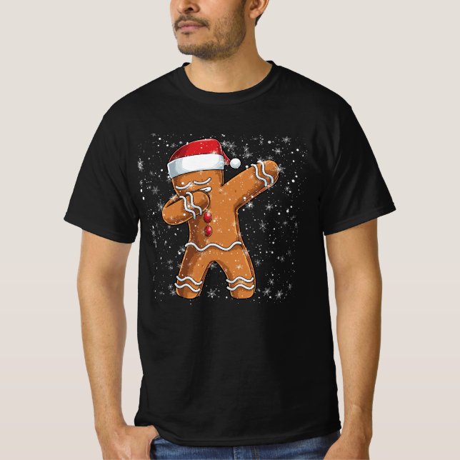 Camiseta Snflake Feliz Navidad Dabbing Gingerbread Man (Anverso)