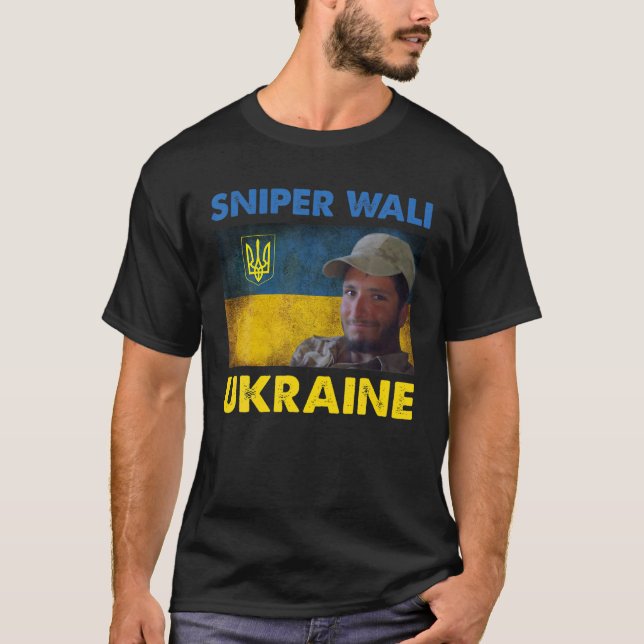Camiseta Sniper Wali estoy de acuerdo con la bandera ucrani (Anverso)