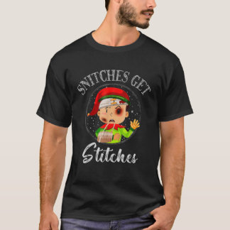 Camiseta Snitches Get Stitches Funny Christmas Elf