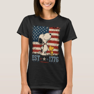 Camiseta Snoopy Retro PNG Perro 4 de Julio, Bandera America