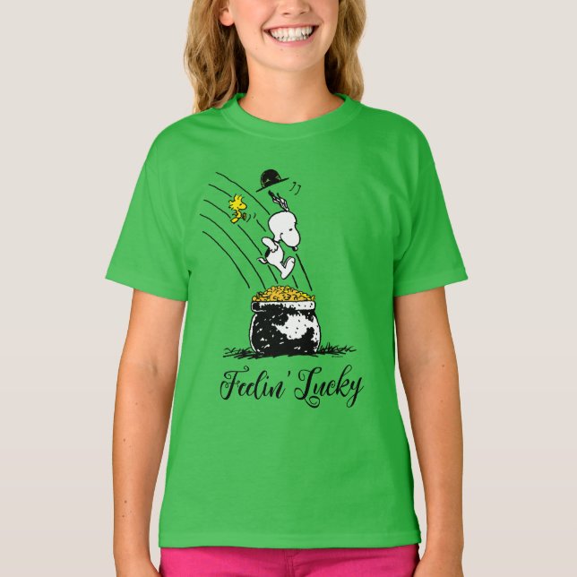 Camiseta Snoopy saltando a la olla de oro (Anverso)