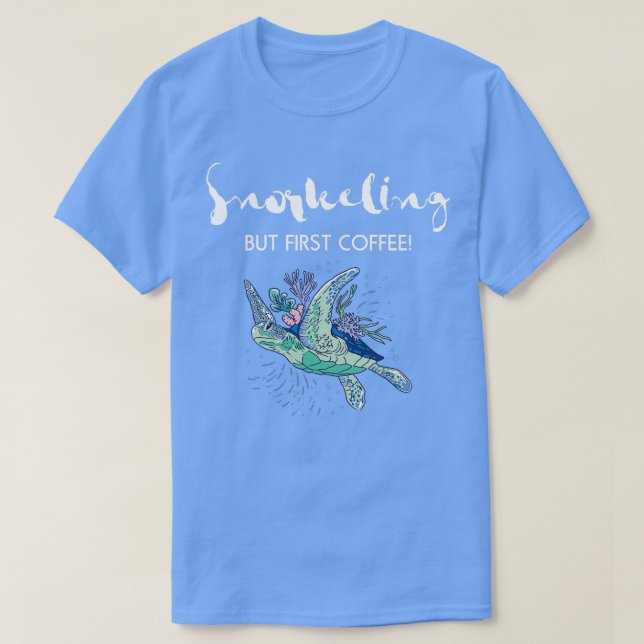 Camiseta Snorkeling pero primera tortuga de café (Diseño del anverso)