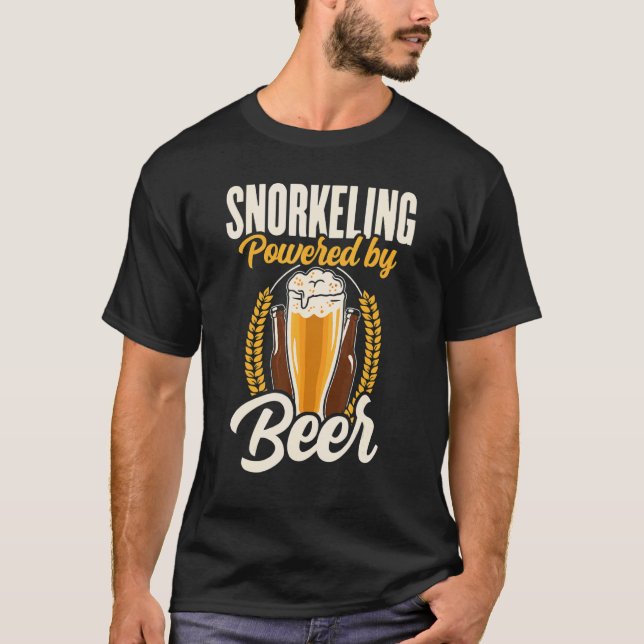 Camiseta Snorkeling Powered By Beer Snorkel Scuba Diver Div (Anverso)