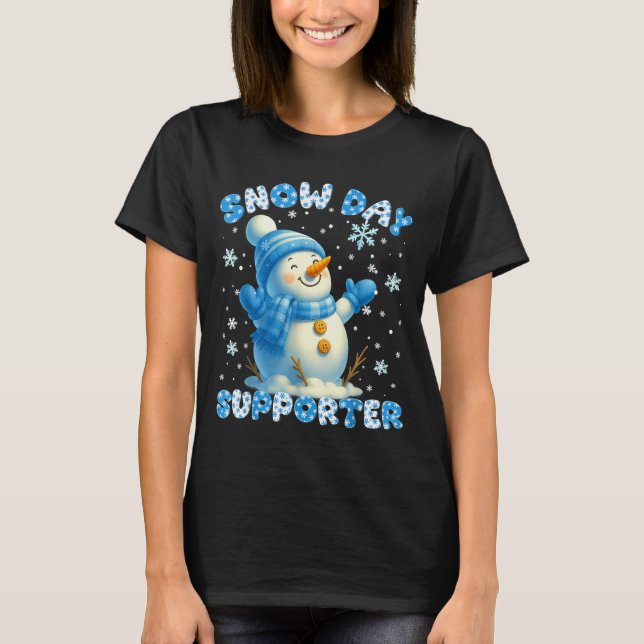 Camiseta Snow Day Suprter Cute Snowman Snowflake Christmas  (Anverso)
