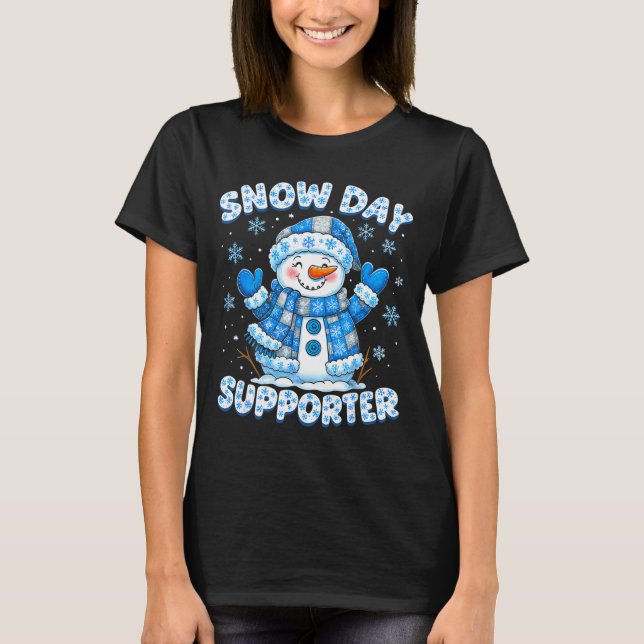 Camiseta Snow Day Suprter Cute Snowman Snowflake Christmas  (Anverso)