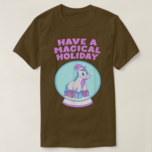 Camiseta Snow Globe Unicorn Lover Pastel Winter Holiday Uni (Diseño del anverso)