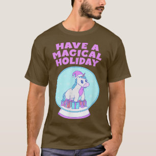 Camiseta Snow Globe Unicorn Lover Pastel Winter Holiday Uni
