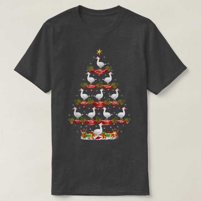 Camiseta Snow Goose Bird Xmas Tree Lighting Snow Goose Chri (Diseño del anverso)