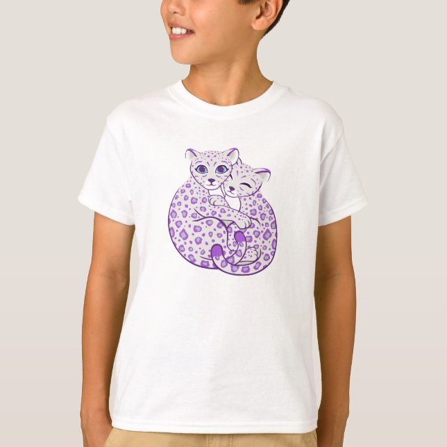 Camiseta Snow Leopard Cubs Cuddling Art (Anverso)