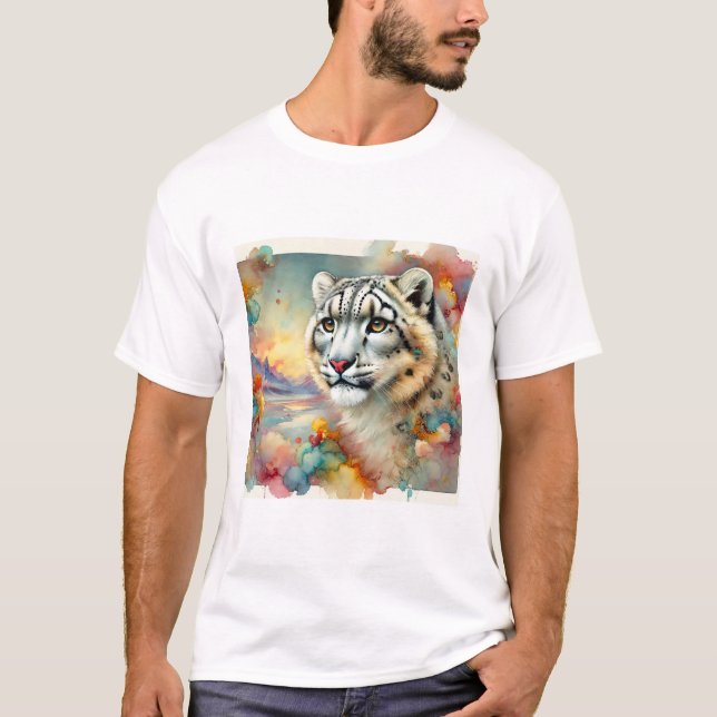 Camiseta Snow Leopard Irbis 200824AREF143 - Watercolor (Anverso)