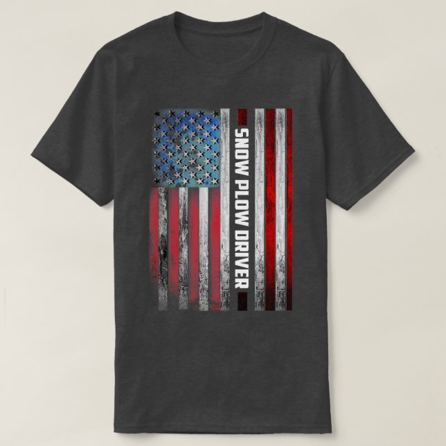 Camiseta Snow Plow Driver US Flag (Diseño del anverso)