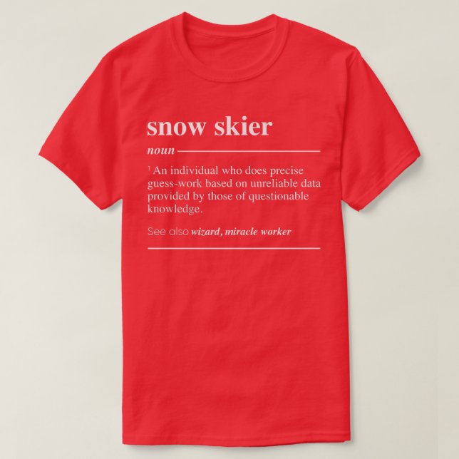 Camiseta Snow Skier Definition Funny Noun  (Diseño del anverso)