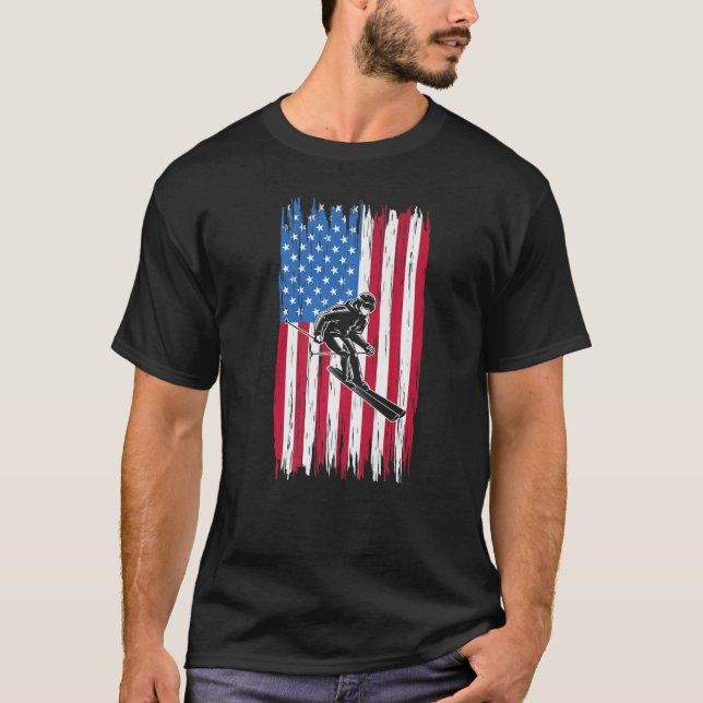 Camiseta Snowboard American Flag Patriotic Snowboard Snowbo (Anverso)