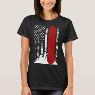 Camiseta Snowboard Bandera Estadounidense Esquiando Snowboa