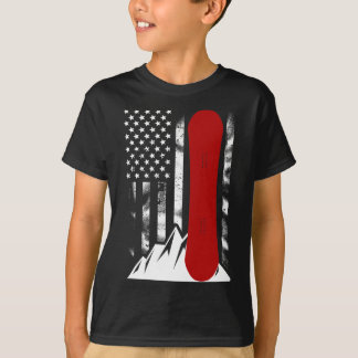 Camiseta Snowboard Bandera Estadounidense Esquiando Snowboa