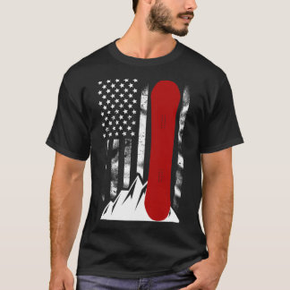 Camiseta Snowboard Bandera Estadounidense Esquiando Snowboa