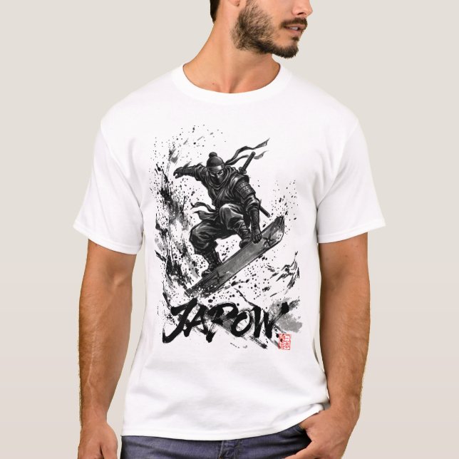 Camiseta Snowboard Brush Art - Snowboarder Ninja (Anverso)