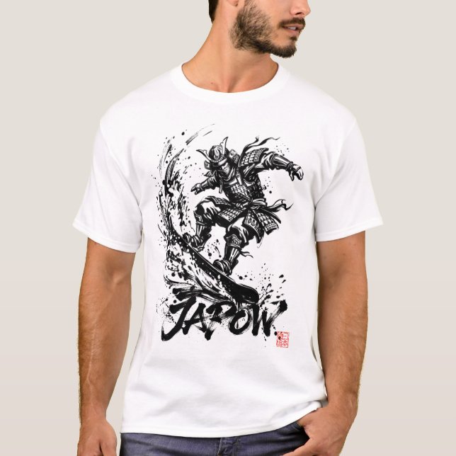 Camiseta Snowboard Brush Art - Snowboarder Samurai (Anverso)