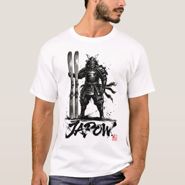 Camiseta Snowboard Brush Art - Standing Samurai Ski (Anverso)