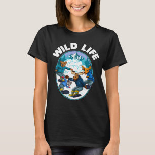 Camiseta Snowboard Con El Oso De Moose Raccoon De Cerveza