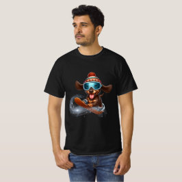 Camiseta snowboard dachshund