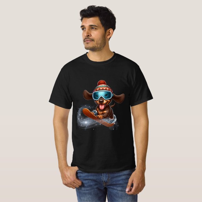 Camiseta snowboard dachshund (Anverso completo)