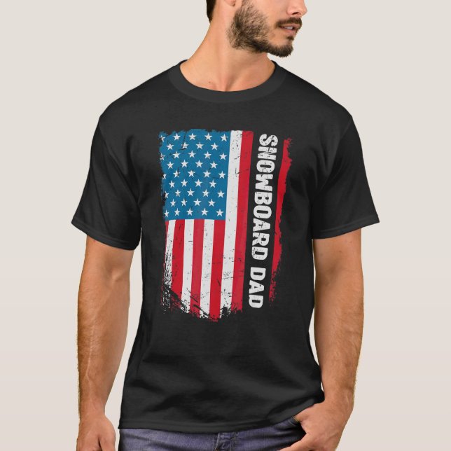 Camiseta Snowboard Dad America Us Flag Patriot Vintage (Anverso)